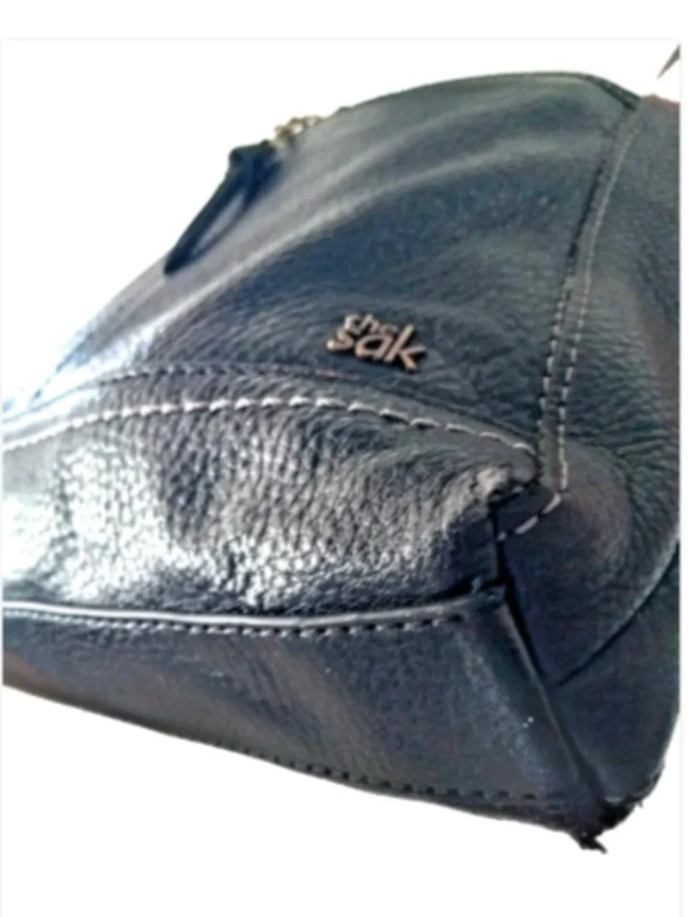 The Sak Iris Black Pebbled Soft Leather Messenger Crossbody Bag EUC